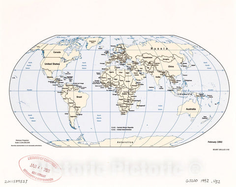 Historic 1992 Map - World map, February 1992