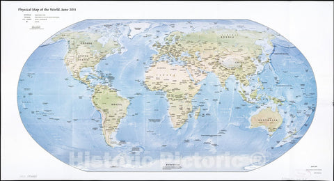 Historic 2011 Map - Physical map of The World, June 2011.