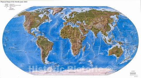 Historic 2003 Map - Physical map of The World, June 2003.