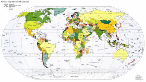 Historic 2003 Map - Political map of The World, June 2003.