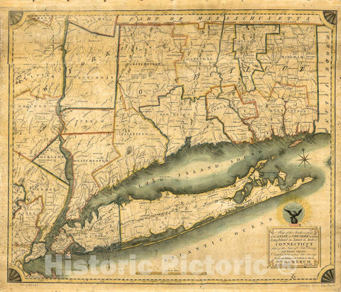 Historic 1819 Map - Map of The Southern Part of The State of New York Including Long Island, The Sound, The State of Connecticut, Part of The State of New Jersey, and Islands Adjacent