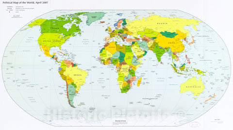 Historic 2007 Map - Political map of The World, April 2007.