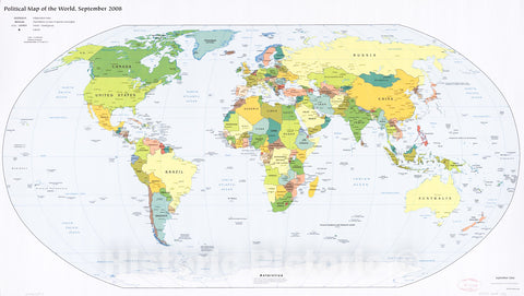 Historic 2008 Map - Political map of The World, September 2008.