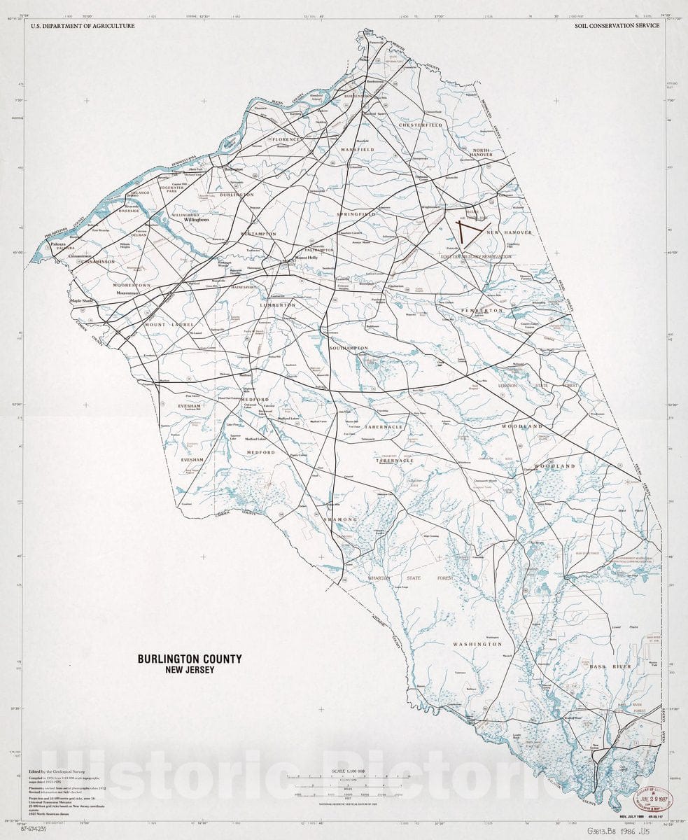 Historic 1986 Map - Burlington County, New Jersey