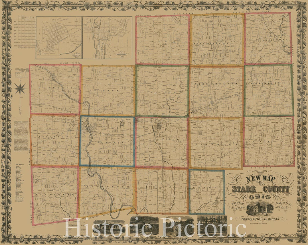 Historic 1850 Map - New map of Stark County, Ohio