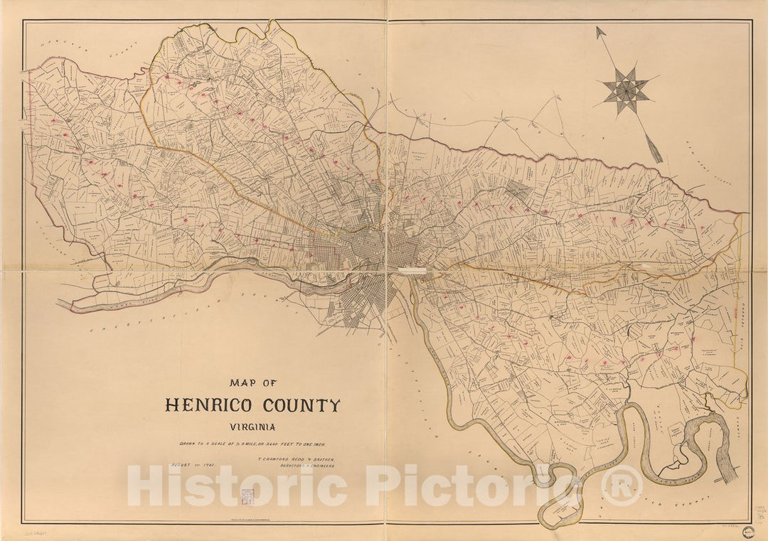 Historic 1901 Map - Map of Henrico County, Virginia