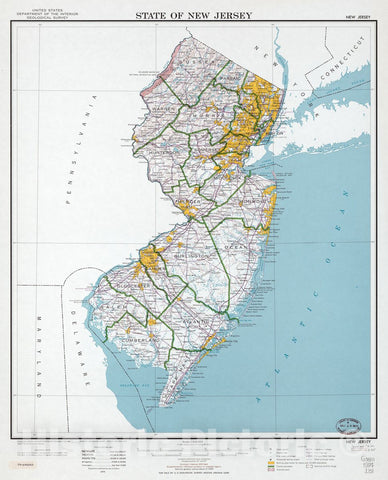 Historic 1975 Map - State of New Jersey