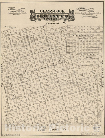 Historic 1889 Map - Glasscock County, State of Texas.