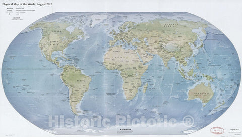 Historic 2013 Map - Physical map of The World, August 2013.