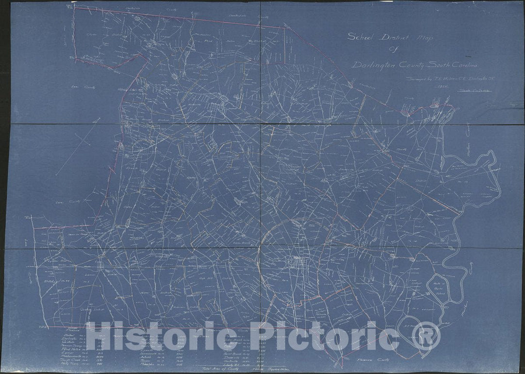Historic 1914 Map - School District map of Darlington County, South Carolina