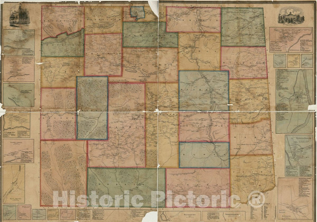 Historic 1862 Map - Map of Tioga County, Pennsylvania