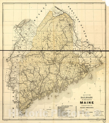 Historic 1899 Map - Map of The Railroads of The State of Maine accompanying The Report of The Railroad commissioners. 1899.