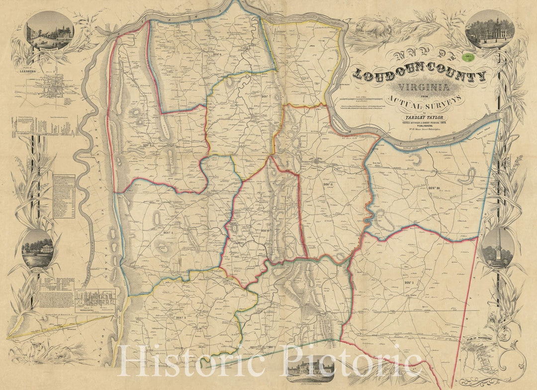 Historic 1854 Map - Map of Loudoun County, Virginia