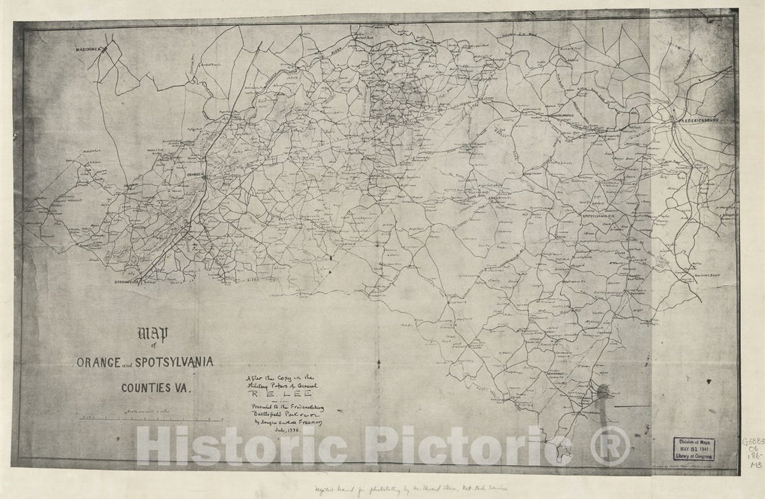 Historic 1860 Map - Map of Orange and Spotsylvania Counties, Va.
