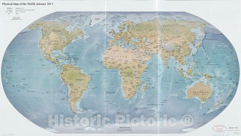 Historic 2015 Map - Physical map of The World, January 2015.