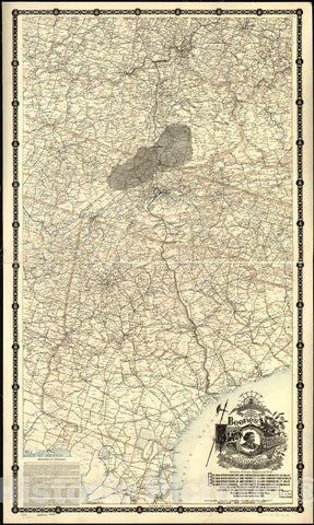 Historic 1896 Map - Boones map of The Black Diamond System of Railways, J. D. McKisson del, Perysville Ohio.