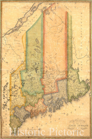 Historic 1820 Map - Map of The State of Maine