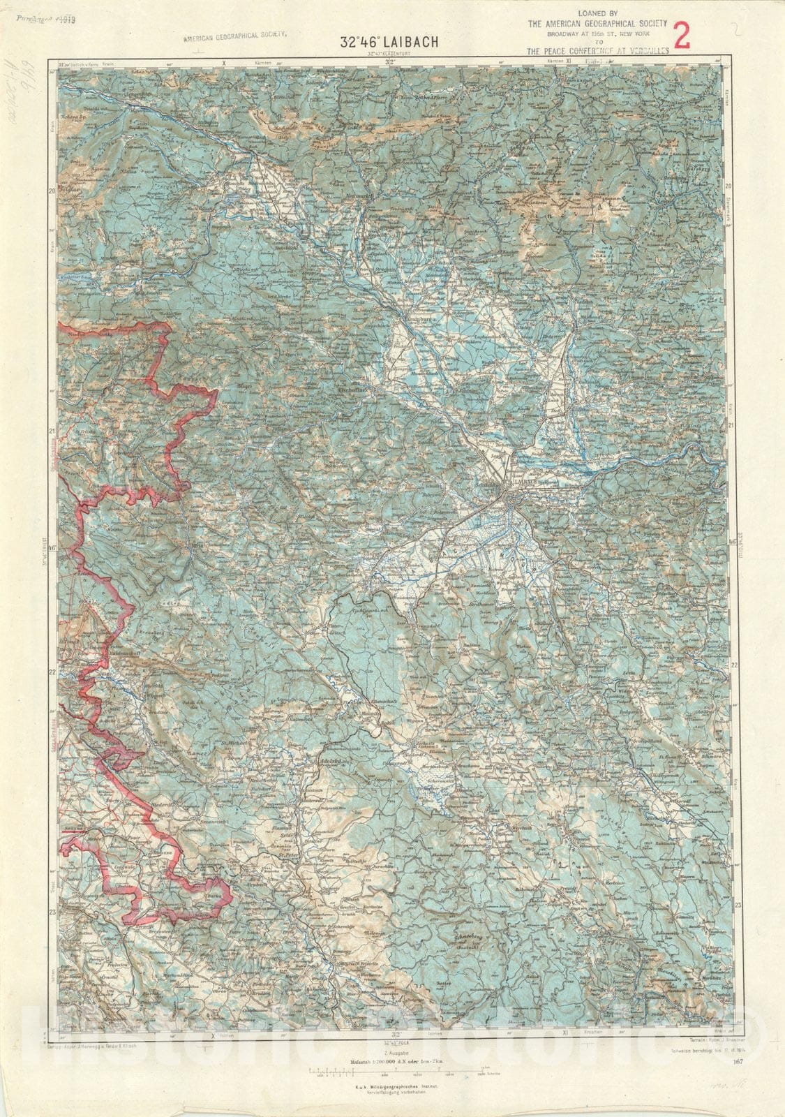 Map : Laibach (Ljubljana), Slovenia Austria 1914, Generalkarte von Mitteleuropa, Antique Vintage Reproduction