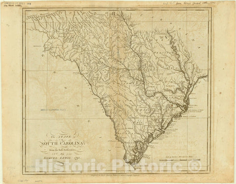 Map : South Carolina 1795, The state of South Carolina from the best authorities , Antique Vintage Reproduction