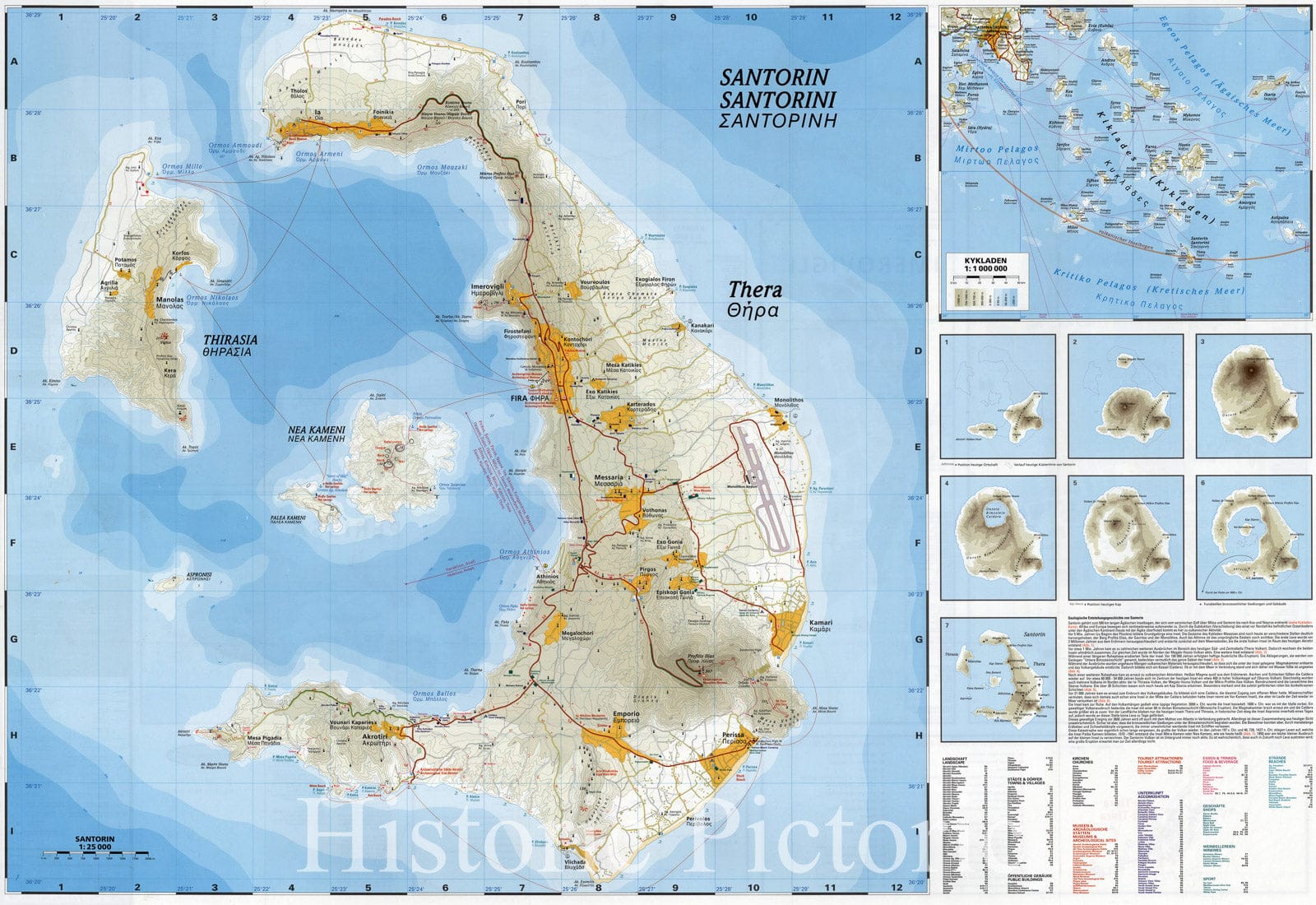 Map : Santorini Island, Greece 2003 1, Antique Vintage Reproduction