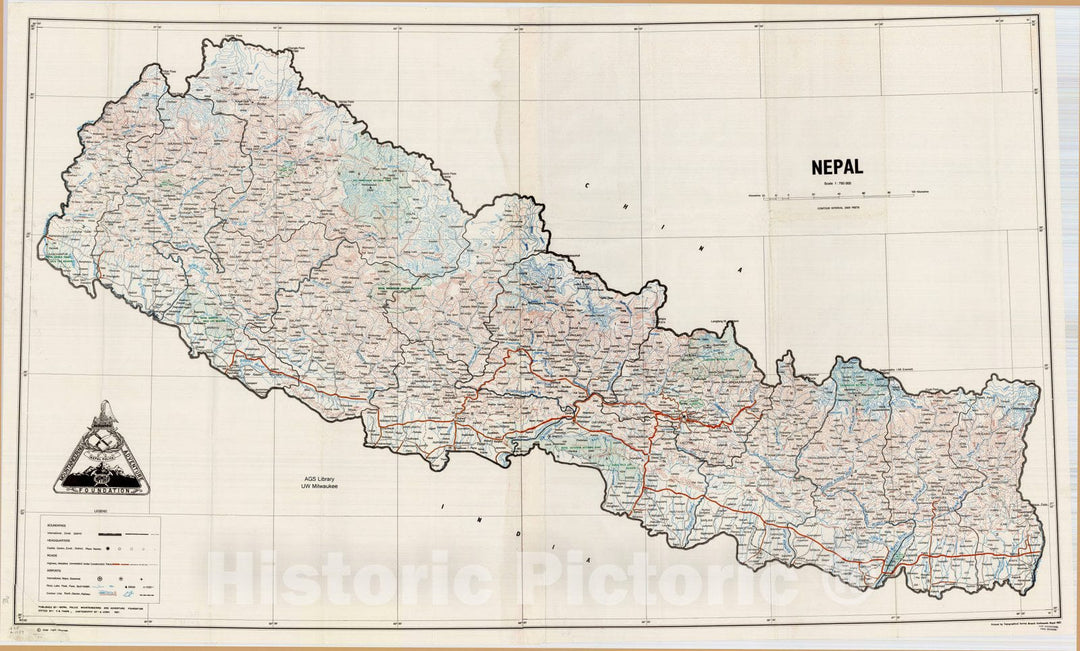 Map : Nepal 1987, Antique Vintage Reproduction