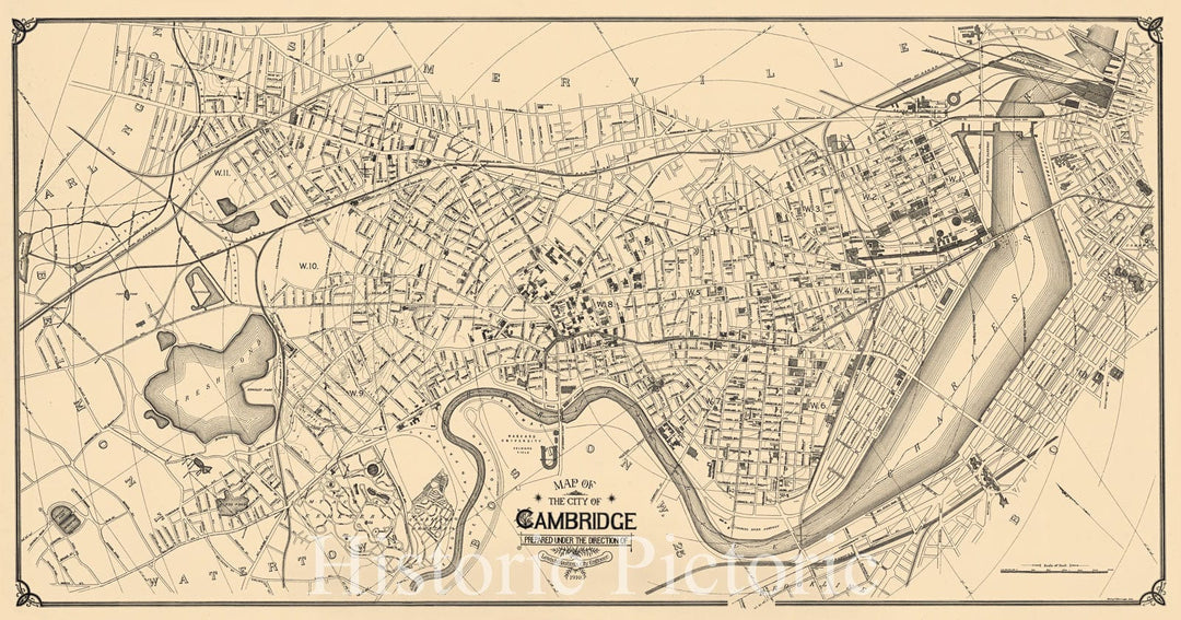 Map : Cambridge (Massachusetts) 1910, Map of the city of Cambridge , Antique Vintage Reproduction