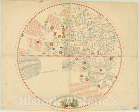 Map : World map 1492 1853, Facsimile , Antique Vintage Reproduction