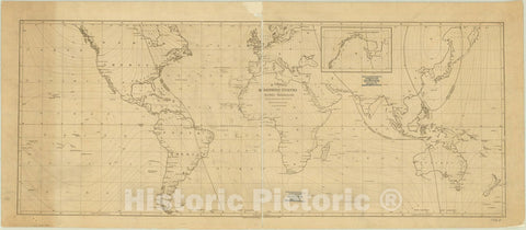 Map : World map 1860, Chart of the curves of equal magnetic variation between the Lat. 60N and Lat. 55S from the Admiralty Chart E. & G.W. Blunt 1860