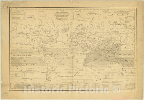 Map : World map 1855, Antique Vintage Reproduction