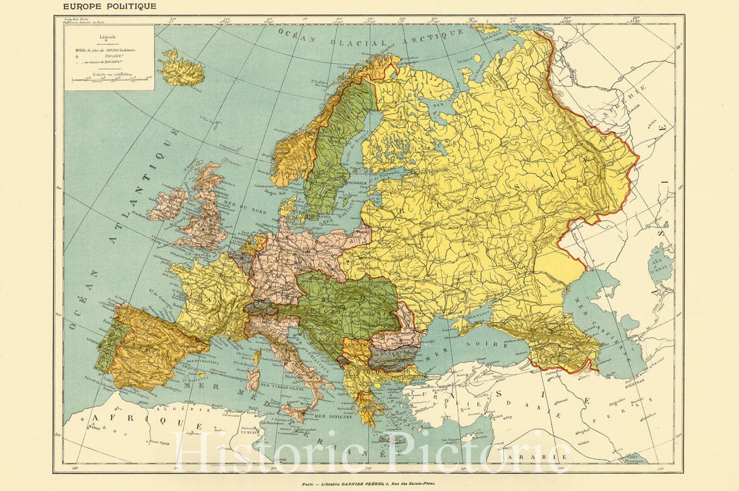 Map : Europe 1912, Europe politique , Antique Vintage Reproduction