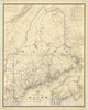 Map : Maine 1869, Post route map of the state of Maine : and of the adjacent parts of New Hampshire and the Dominion of Canada , Antique Vintage Reproduction