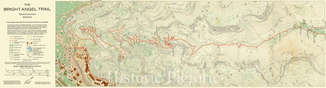 Map : Arizona 1981 2, Bright Angel Trail, Grand Canyon, Arizona : a new large-scale map of the world's most famous footpath , Antique Vintage Reproduction