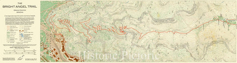 Map : Arizona 1981 2, Bright Angel Trail, Grand Canyon, Arizona : a new large-scale map of the world's most famous footpath , Antique Vintage Reproduction