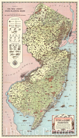 Map : New Jersey 1937, Fish & game habitats : showing general distribution of fish and game--native, introduced, and migratory--in the state of New Jersey