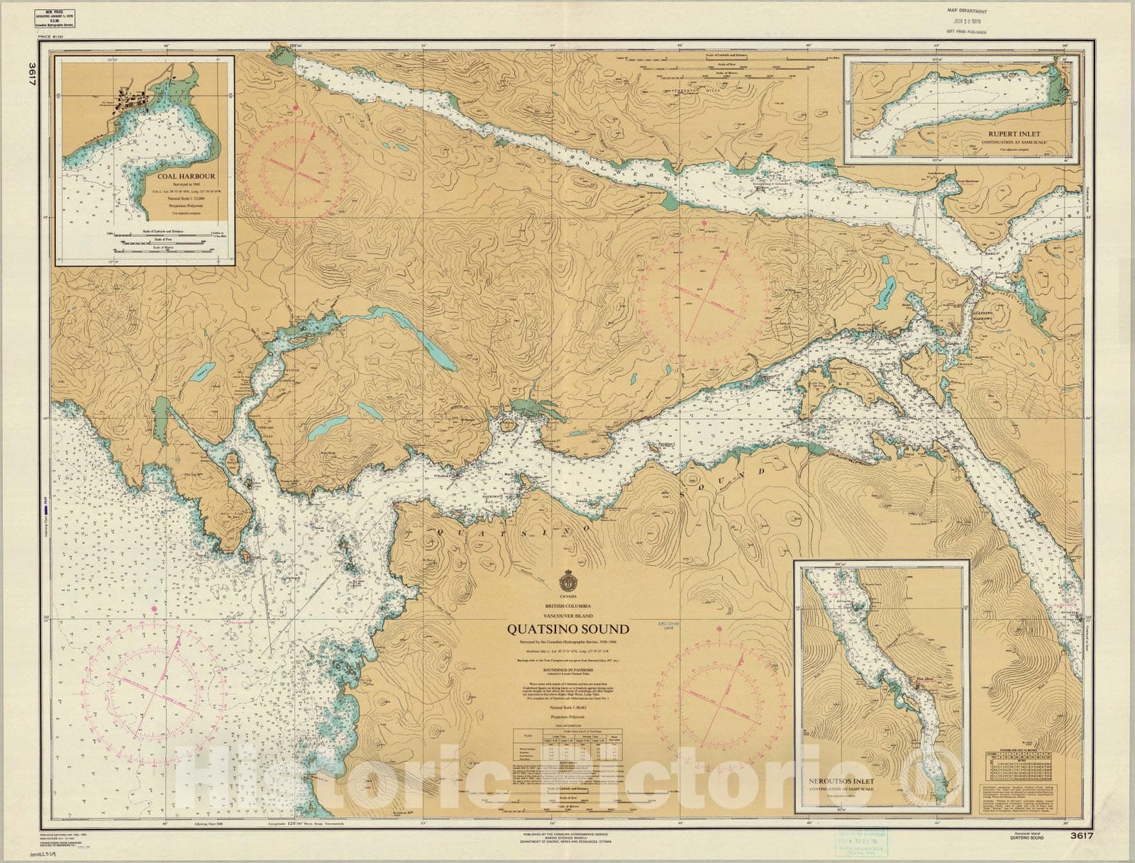 Map Quatsino Sound, British Columbia 1968, Canada, British Columbia