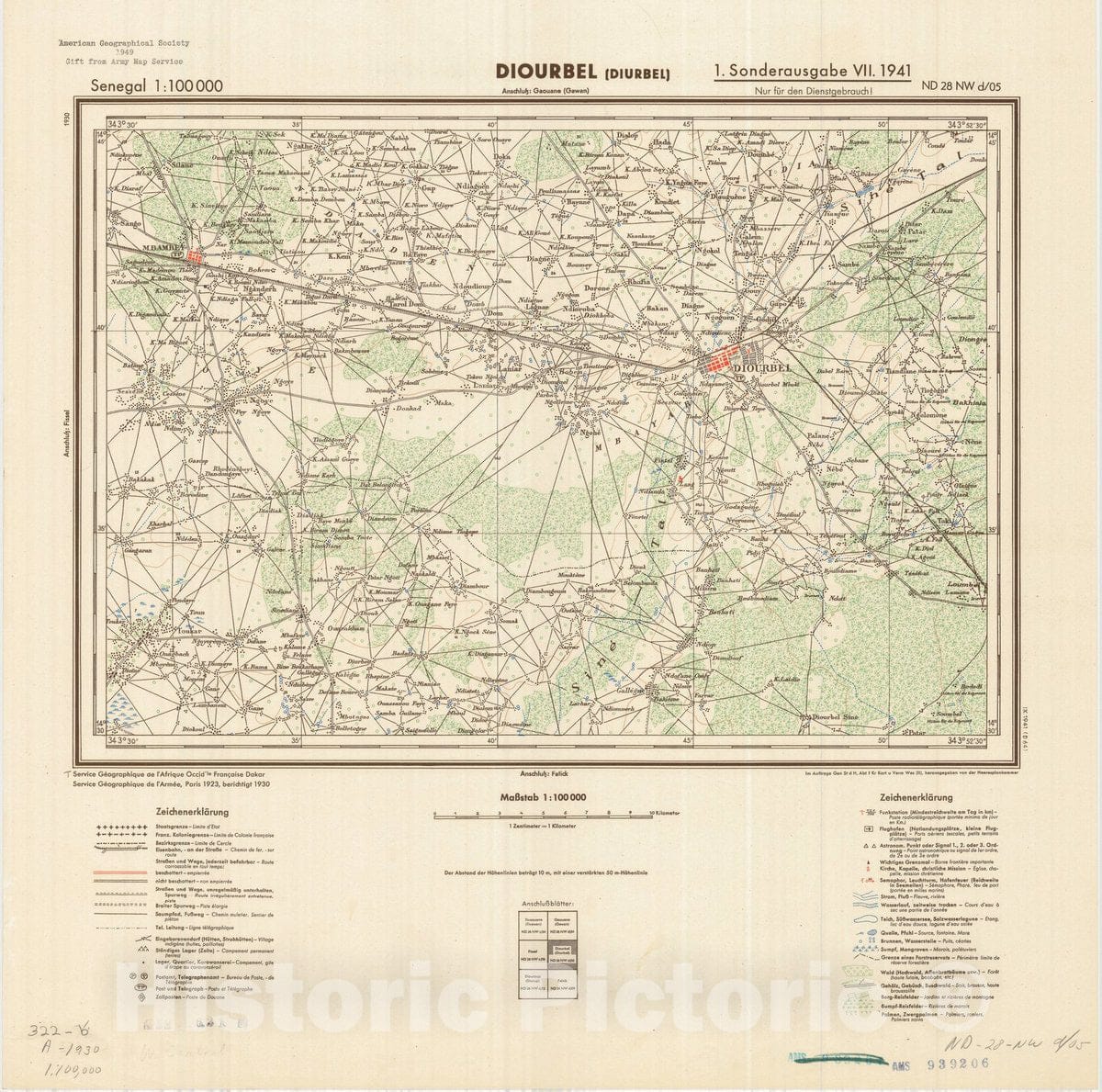 Map : Diourbel (Diurbel), Senegal 1941, Senegal 1:100 000 Diourbel (Diurbel), Antique Vintage Reproduction