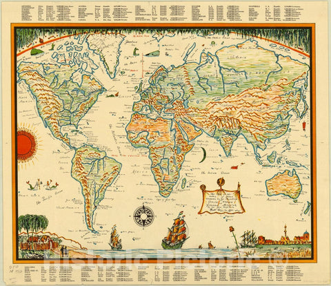 Map : World map 1932, Van Loon's geography : [map of the world] , Antique Vintage Reproduction