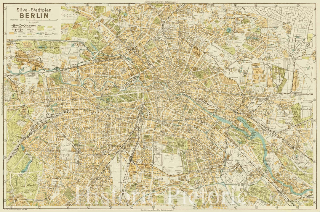 Map : Berlin, Germany 1935, Silva-Stadtplan Berlin, Antique Vintage Reproduction