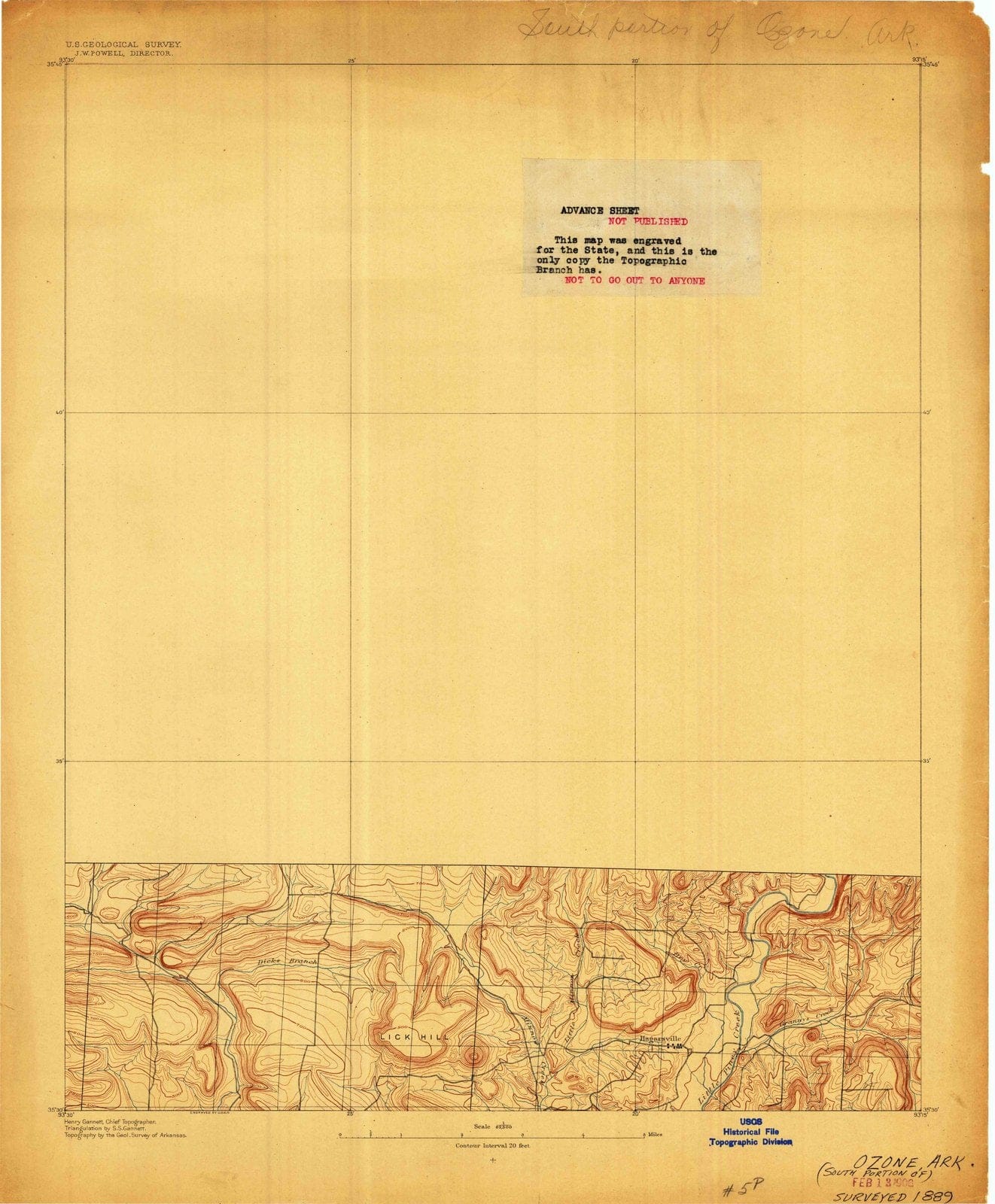 1889 Ozone, AR - Arkansas - USGS Topographic Map