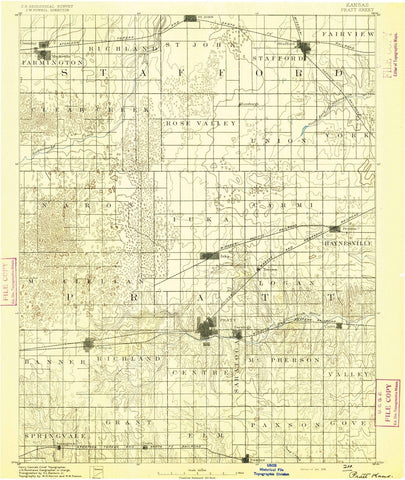 1892 Pratt, KS - Kansas - USGS Topographic Map