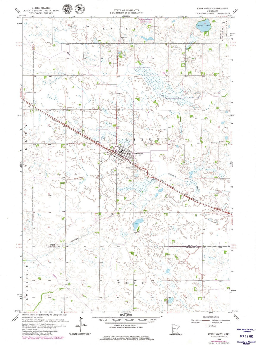 1958 Kerkhoven, MN - Minnesota - USGS Topographic Map v3