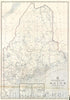 Historic Map : Post Route Map of the State of Maine showing Post Offices with the intermediate distances on mail routes., 1942 , Vintage Wall Art