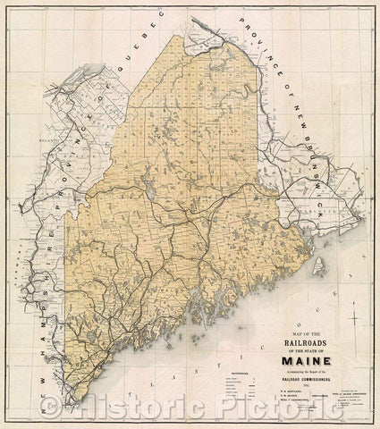 Historic Map : Map of the Railroads of the State of Maine accompanying the Report of the Railroad Commissioners 1892, 1892 , Vintage Wall Art