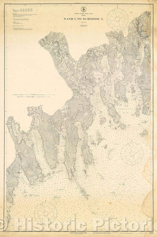 Historic Map : United States-East Coast Maine Nash I. to Schoodic I., 1916 , Vintage Wall Art