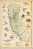 Historic Map - Map of California Showing the State as it was known a century ago. Based on Briton & Rey's Lithograph of, the first Map, 1948 - Vintage Wall Art