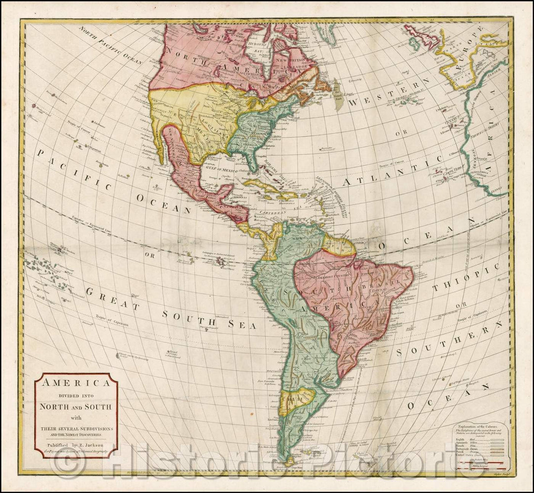 Historic Map - America Divided Into North and South with Their Several Subdivisions and the Newest Discoveries, 1795, Anonymous - Vintage Wall Art