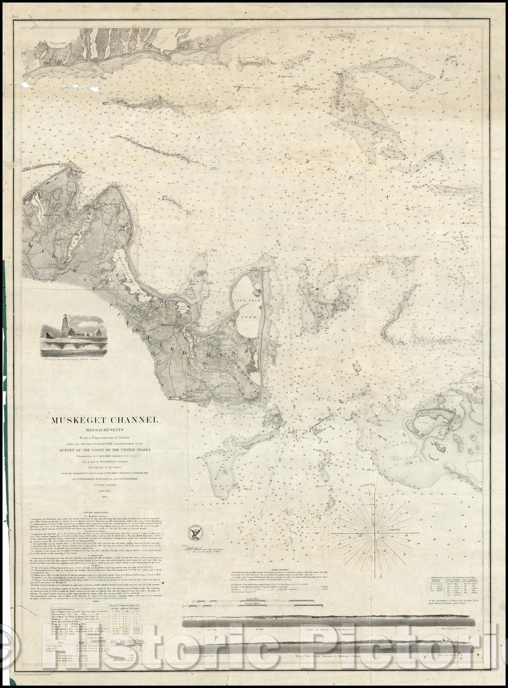 Historic Map - Muskeget Channel Massachusetts, 1859, United States Coast Survey - Vintage Wall Art