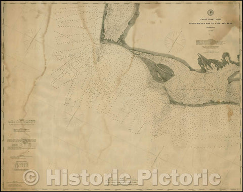Historic Map - Apalachicola Bay to Cape San Blas Florida, 1883, United States Coast Survey - Vintage Wall Art