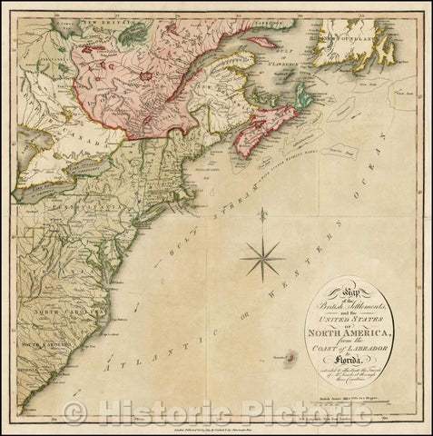 Historic Map - Map of the British Settlements, and the United States of Norht America, from the Coast of Labrador to Florida, 1813, Craddock & Joy - Vintage Wall Art