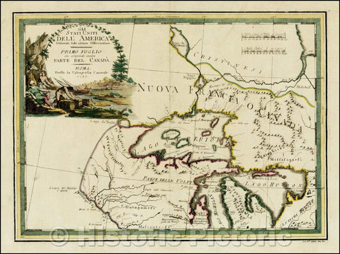 Historic Map - Gli Stati Uniti Dell' America/Regional Map of the Southeastern United States, example of Florida, 1797, Giovanni Maria Cassini - Vintage Wall Art